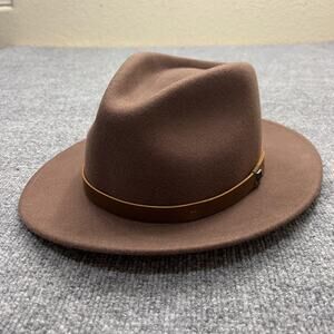 Brixton Hat Fedora Messer II Strap Back Mens Large Wool Felt Bison Brown